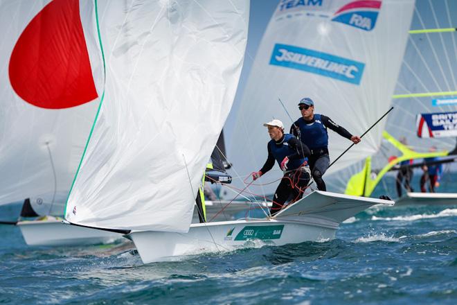 Will Phillips and Rhys Mara,49er,AUS 66 - Sail for Gold Regatta 2013 © Paul Wyeth / www.pwpictures.com http://www.pwpictures.com